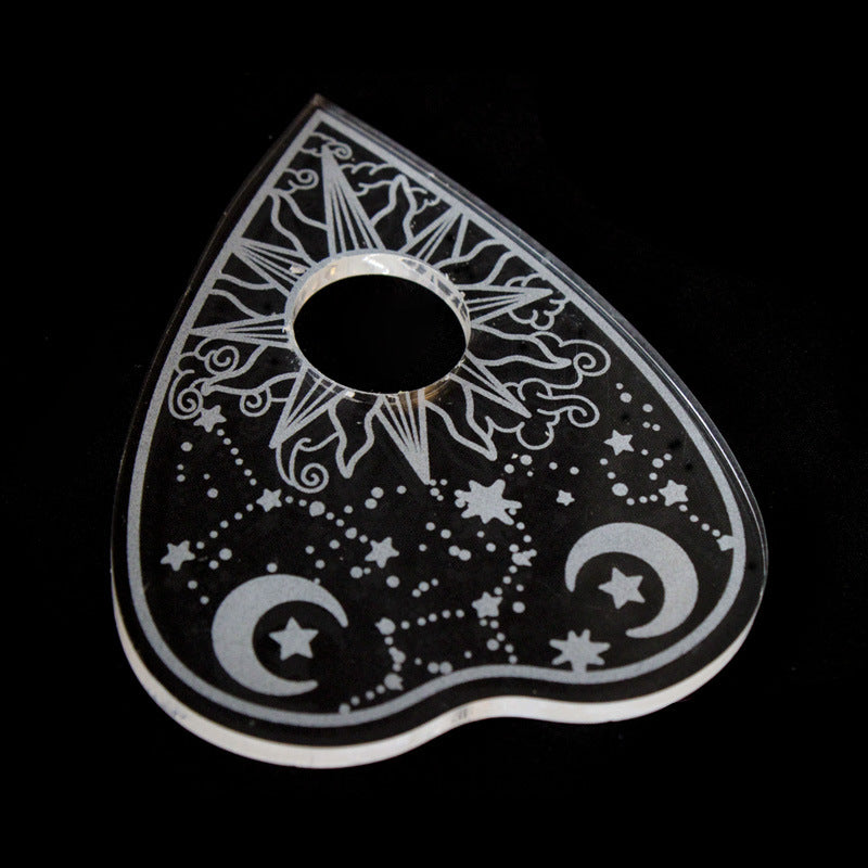 Celestial Planchette Acrylic Candle Holder – Mystical Moon and Sun Design for Rituals, Divination, and Altar Decor