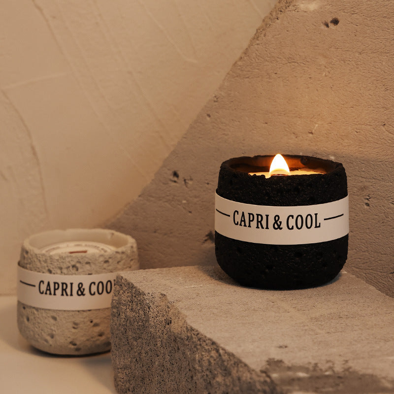 Capri & Cool Volcanic Stone Aromatherapy Candle for Spiritual Healing and Meditation