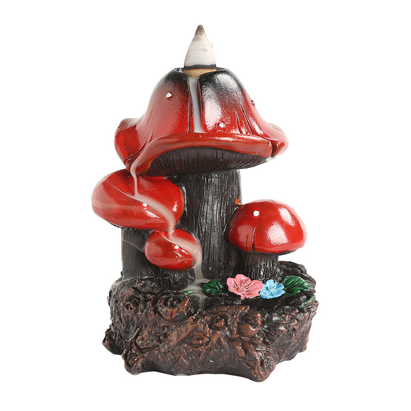 Whimsical Mushroom Backflow Incense Burner with Cascading Smoke Effect for Spiritual and Fantasy Decor