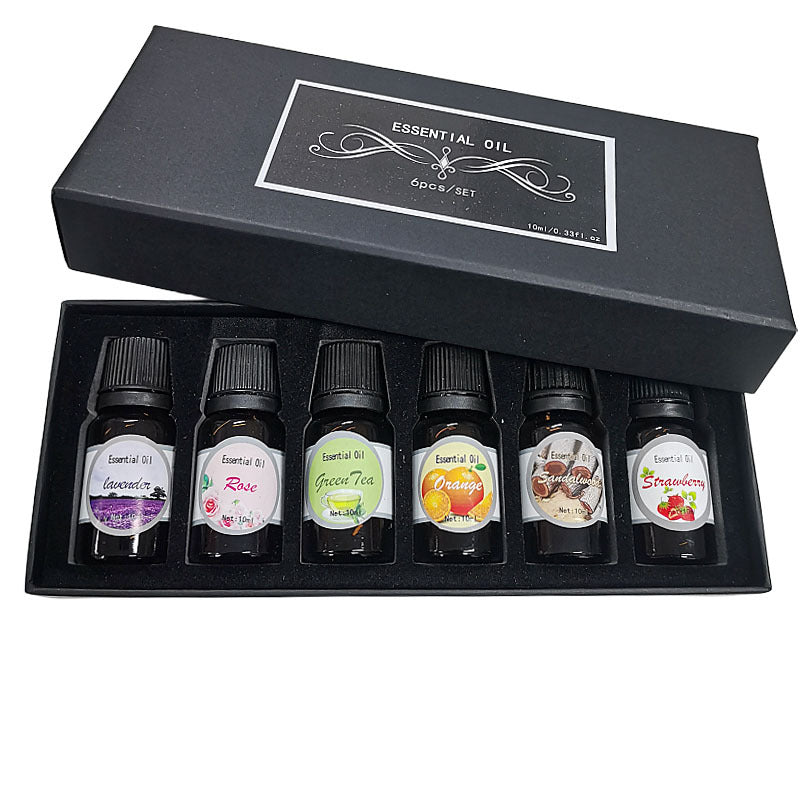 Premium Aromatherapy Essential Oil Set - Lavender, Rose, Ocean, Lemon, Sandalwood, Jasmine - 6x10ml for Relaxation & Well-Being