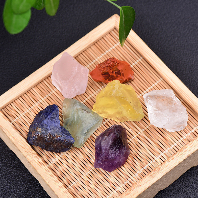 Multi-Colored Raw Gemstone Collection for Chakra Healing and Energy Balancing - 7 Stone Set