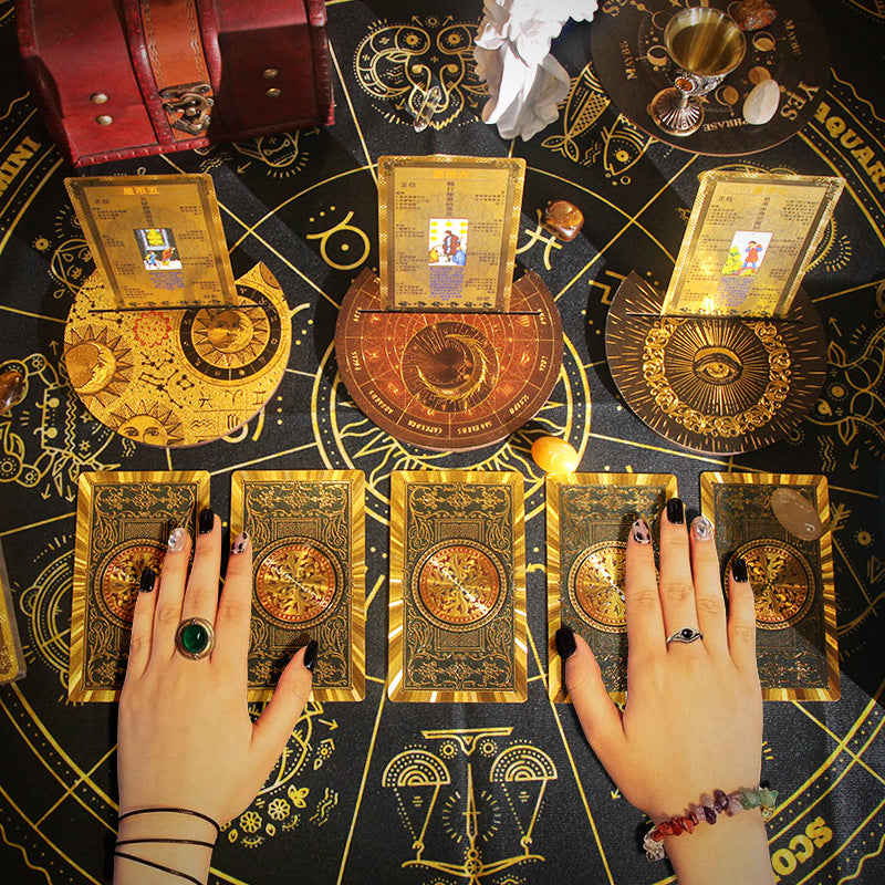 Golden Tarot Deck with Chinese Interpretations - Luxurious Foil Cards for Spiritual Guidance and Divination