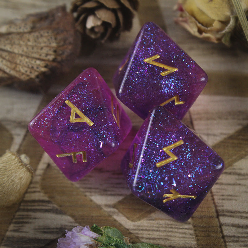 Mystical Galaxy Rune Dice Set for Divination, Crystal Casting, and Spiritual Guidance