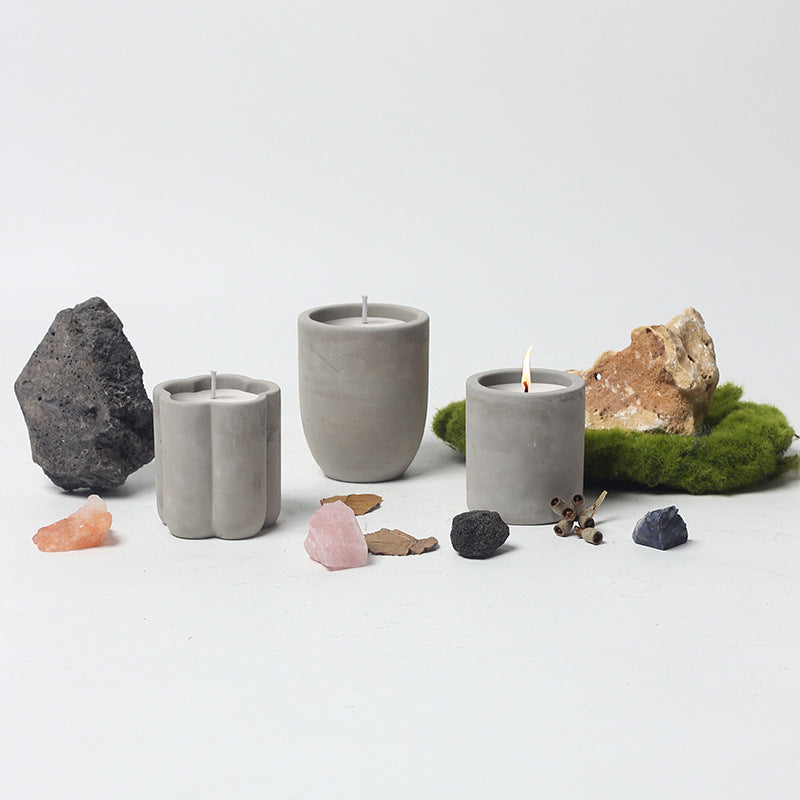 Minimalist Natural Concrete Candles for Meditation, Relaxation, and Spiritual Ambiance