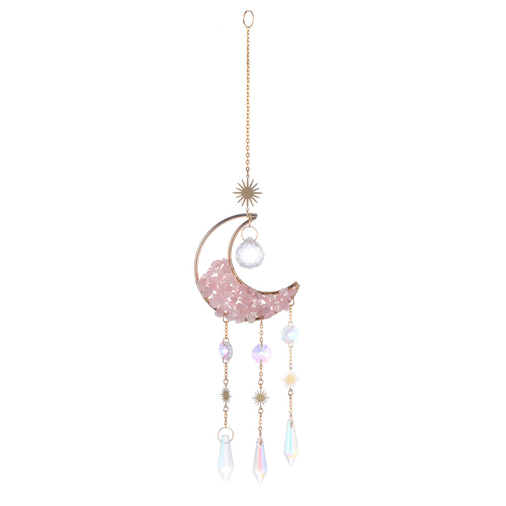 Crystal Moon Sun Catcher - Healing Gemstone Hanging Decor