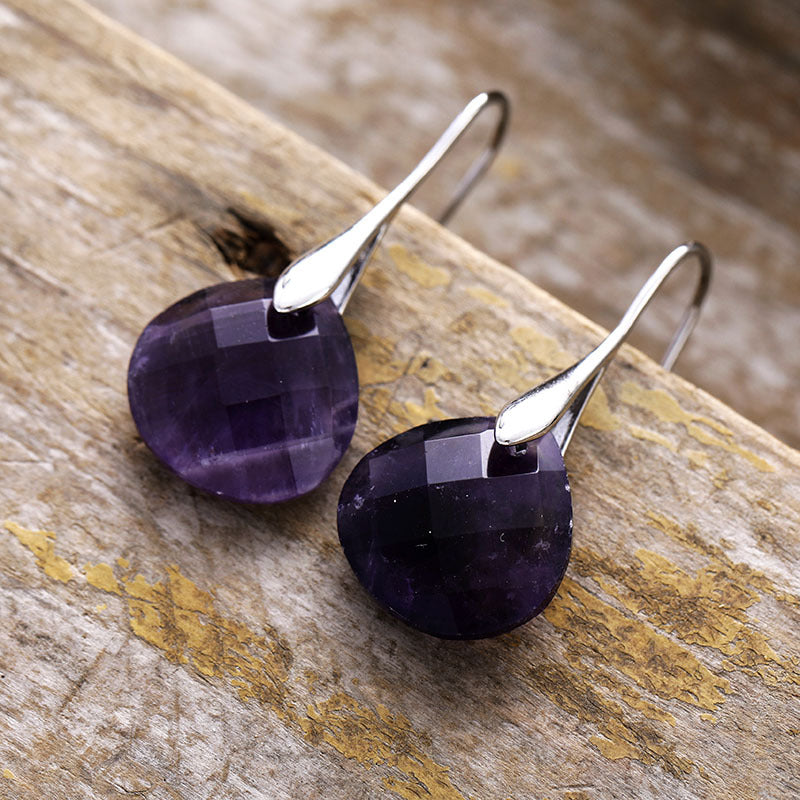 Faceted Gemstone Drop Earrings for Spiritual Clarity, Protection, and Grounding