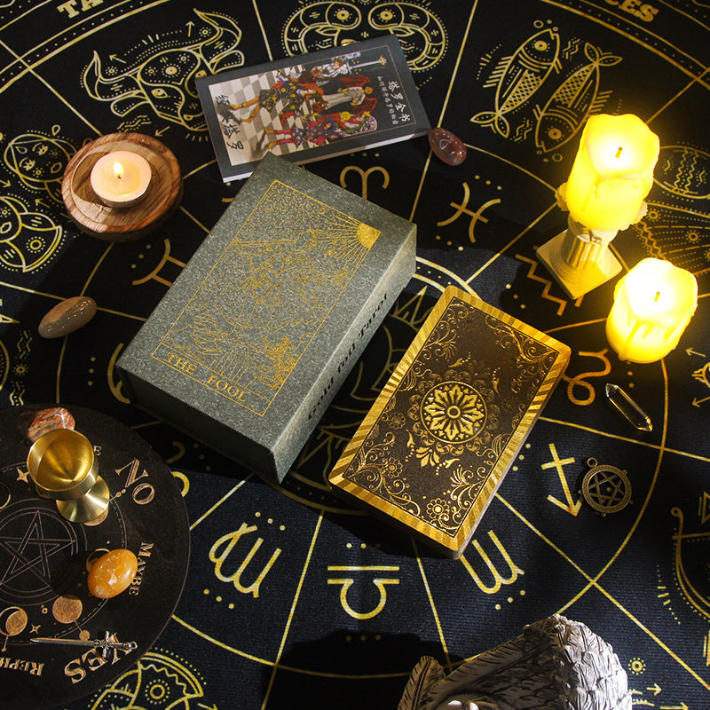 Premium Gold Foil Tarot Deck with Exquisite Storage Box for Mystical Divination - Classic 78-Card Set with Guidebook