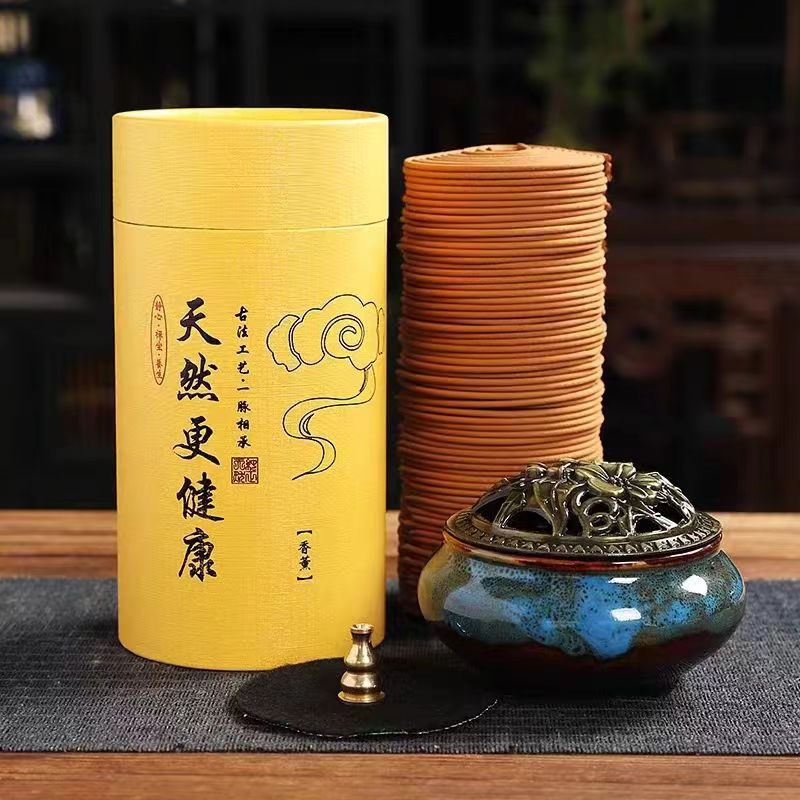 Premium Natural Incense Coils with Artisan Ceramic Burner for Spiritual Healing and Aromatherapy