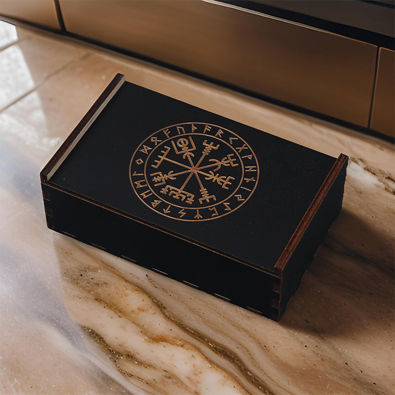 Handcrafted Wooden Tarot Card Storage Box with Intricate Mystic Symbols – Perfect for Safeguarding Your Spiritual Tools, Crystals, and Accessories