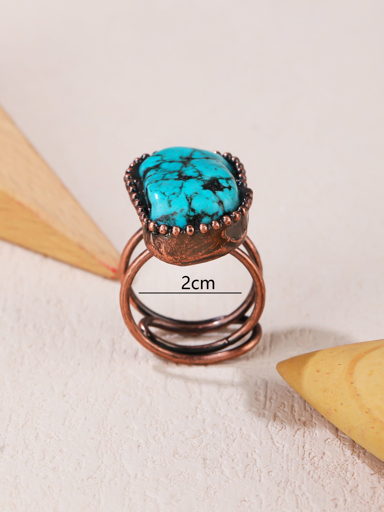 Bold Turquoise Stone Adjustable Ring with Copper Setting – Spiritual Healing Jewelry