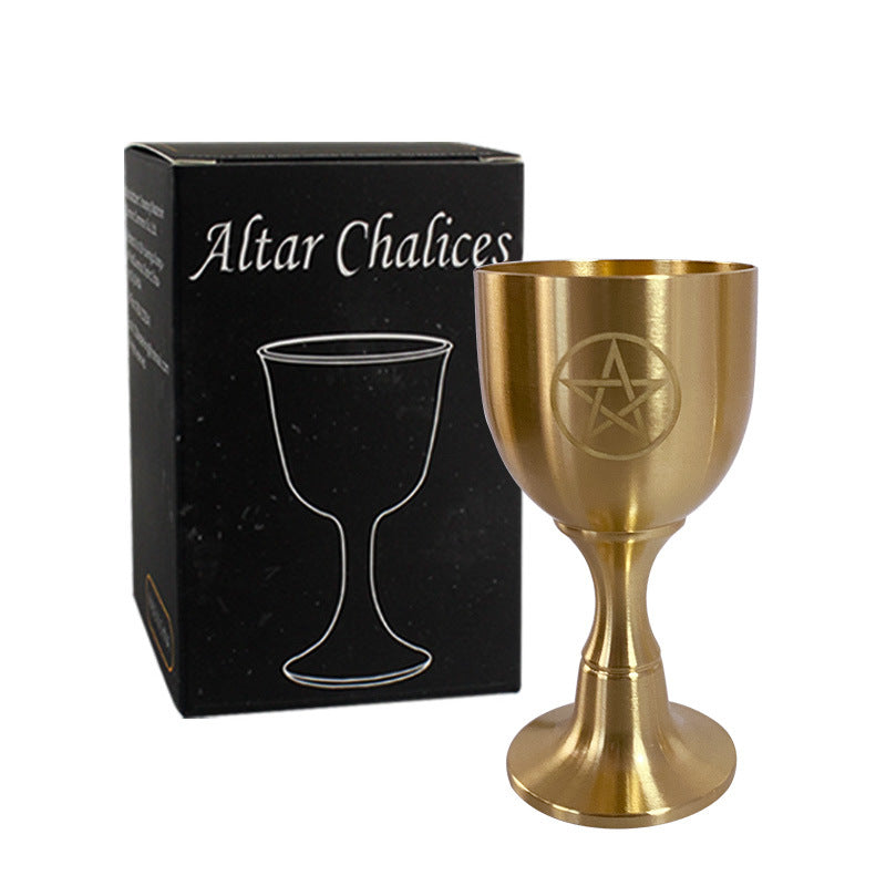 Gold-Plated Altar Chalices with Sacred Symbols – Perfect for Rituals, Ceremonies, and Wiccan Practices