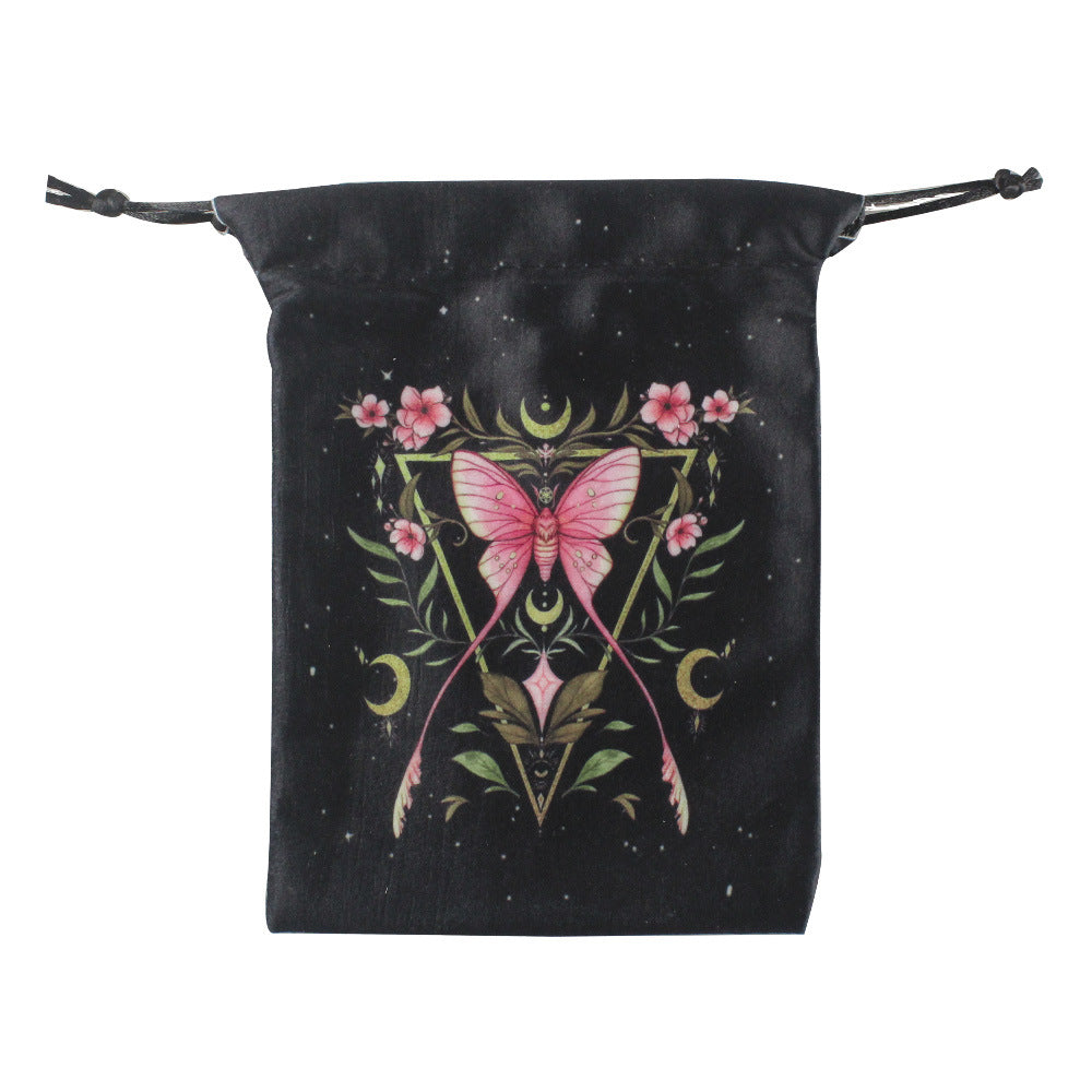 Mystical Moth and Moon Velvet Drawstring Pouches for Tarot Cards, Crystals, and Spiritual Essentials - Celestial and Nature-Inspired Designs