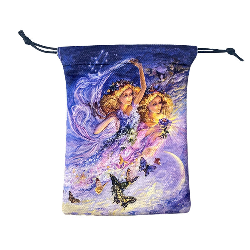 Zodiac-Themed Tarot and Crystal Storage Pouch – Mystical Drawstring Bag for Spiritual Tools and Astrology Lovers