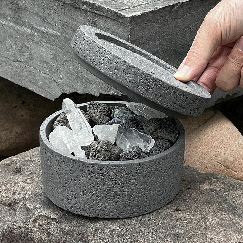 Stone Storage Bowl with Lid for Crystals, Essential Oils, and Spiritual Decor