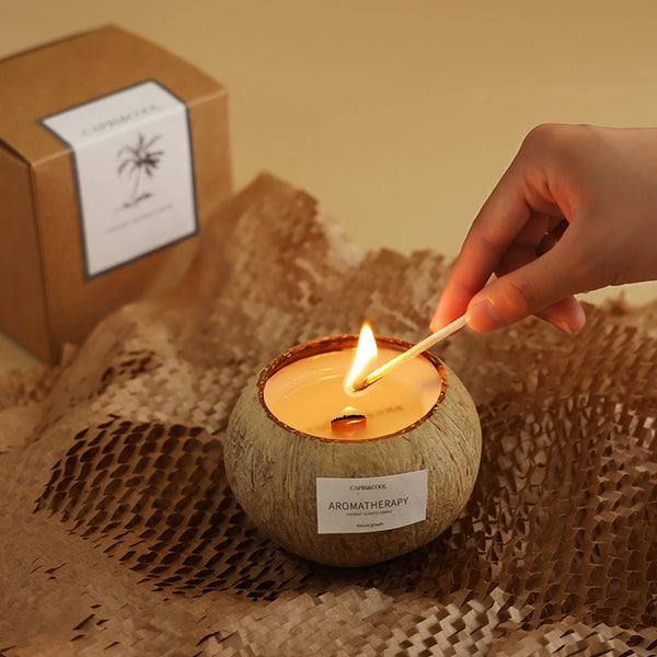 Aromatherapy Coconut Shell Scented Candle for Relaxation and Mindful Meditation