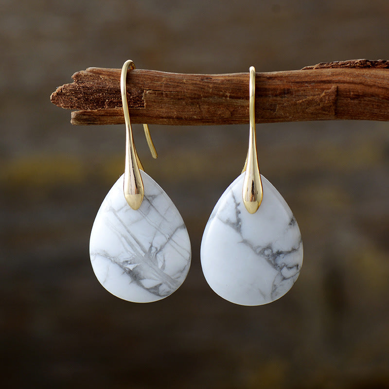 Teardrop Gemstone Earrings with Gold and Silver Accents for Spiritual Harmony and Healing