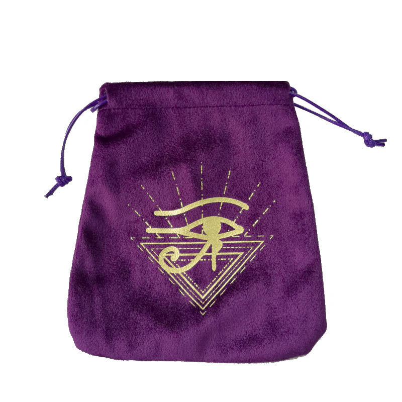 Velvet Drawstring Spiritual Pouches with Sacred Symbol Designs for Crystals, Tarot, and Rune Storage