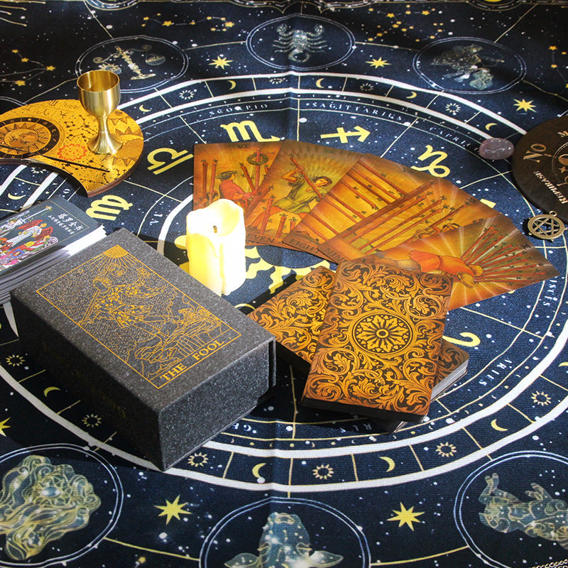 Deluxe Gold Foil Tarot Deck with Intricate Design for Spiritual Guidance and Divination