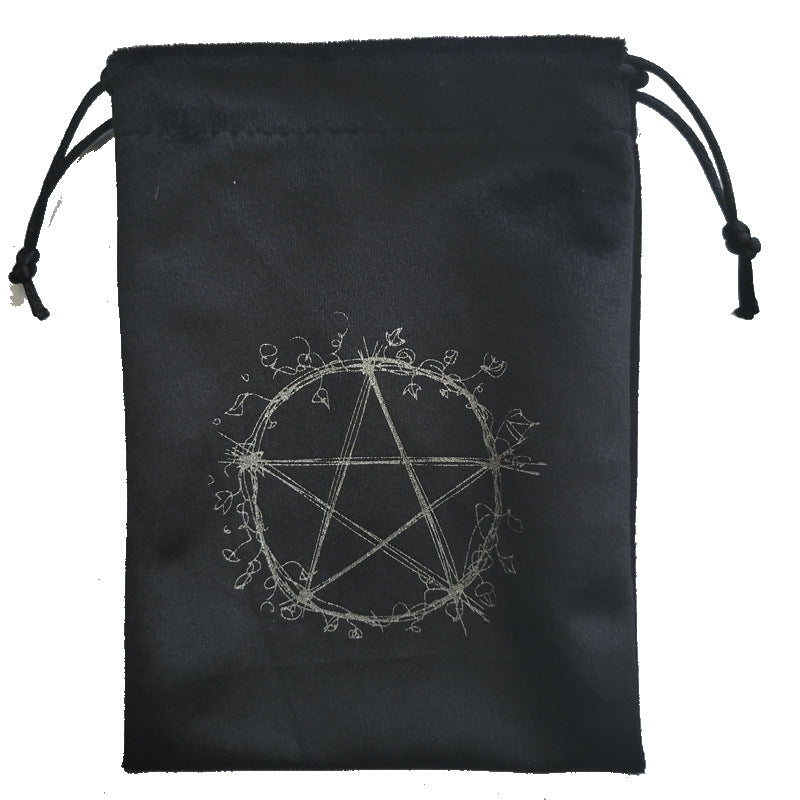 Velvet Tarot Pouch with Pentacle Embroidery – Elegant Ritual Tool for Tarot Cards and Crystals Storage