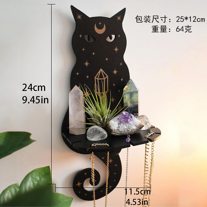 Mystical Animal Crystal Shelves - Wolf and Cat Moon Decor Set