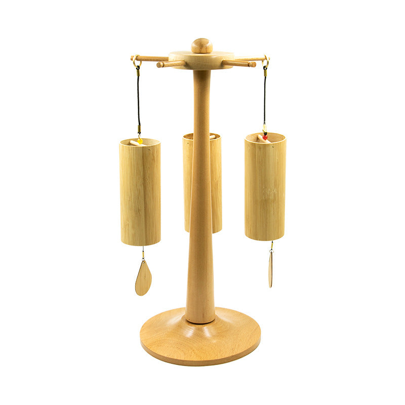 Handcrafted Wooden Wind Chime Stand Display – Spiritual Feng Shui Decor for Healing Sounds and Positive Energy