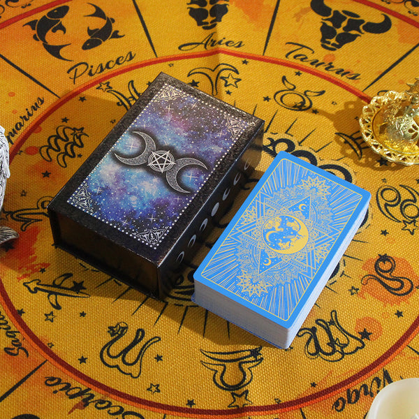 Vibrant Golden Foil Tarot Card Deck with Zodiac Cloth for Spiritual Insight and Meditation