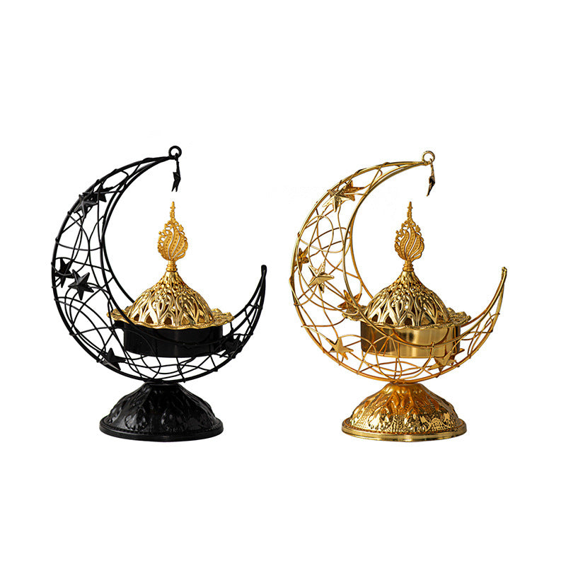 Celestial Moon Incense Holder with Hanging Star - Spiritual Décor for Meditation and Relaxation