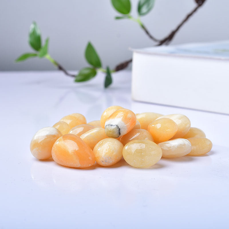 Natural Yellow Calcite Tumbled Stones - Polished Healing Crystals for Confidence, Motivation, and Solar Plexus Chakra Activation