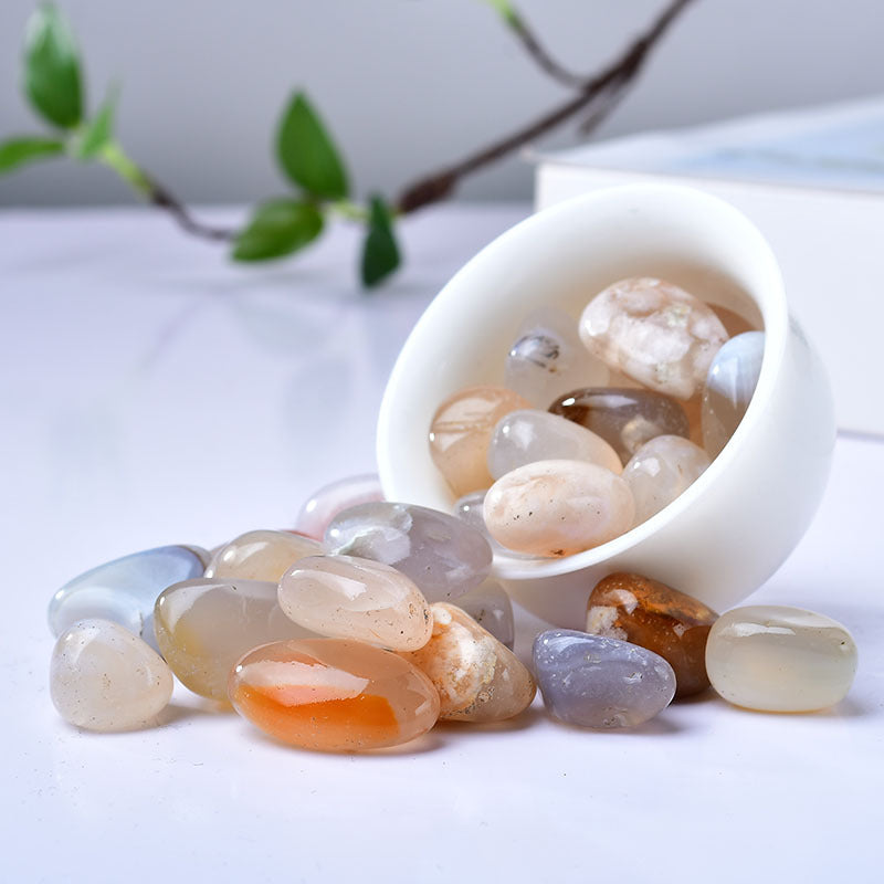 Natural Multi-Colored Agate Tumbled Stones - Polished Healing Crystals for Grounding, Emotional Healing, and Chakra Balancing