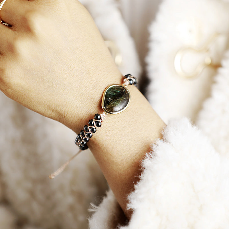 Labradorite & Hematite Shield Bracelet