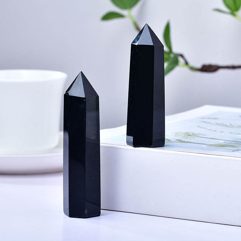 Black Obsidian Crystal Towers for Spiritual Protection and Healing - Polished Obelisks for Energy Cleansing