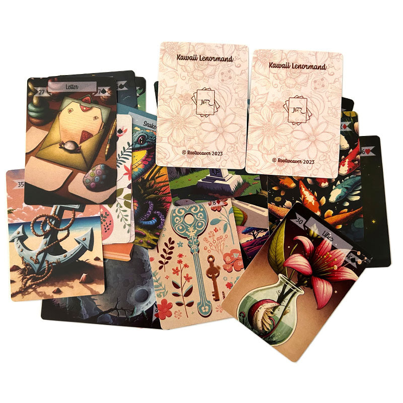 Kawaii Lenormand Oracle Deck for Intuitive Readings and Spiritual Insight - 36 Card Set with Whimsical Illustrations