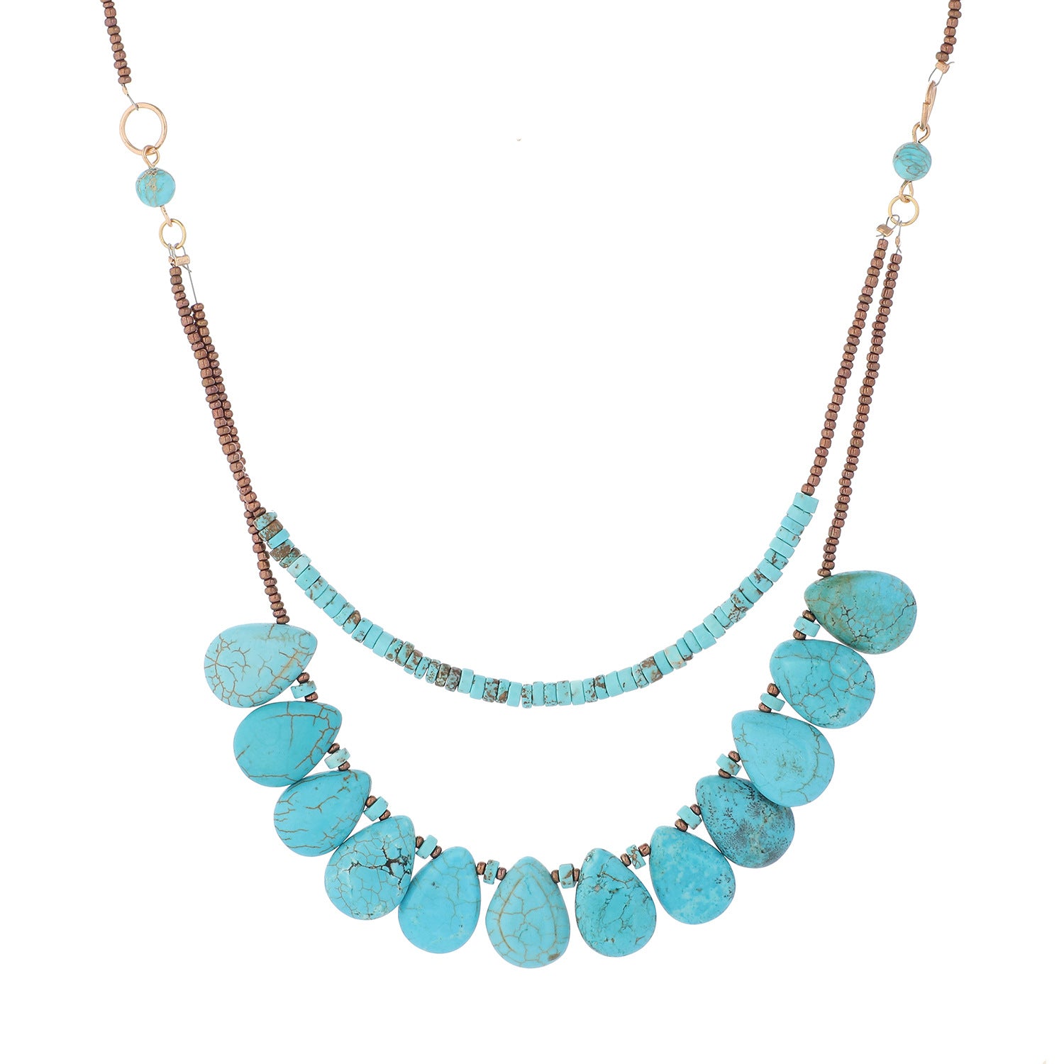 Layered Turquoise Gemstone Necklace with Multiple Teardrop Beads for Spiritual Tranquility and Balance