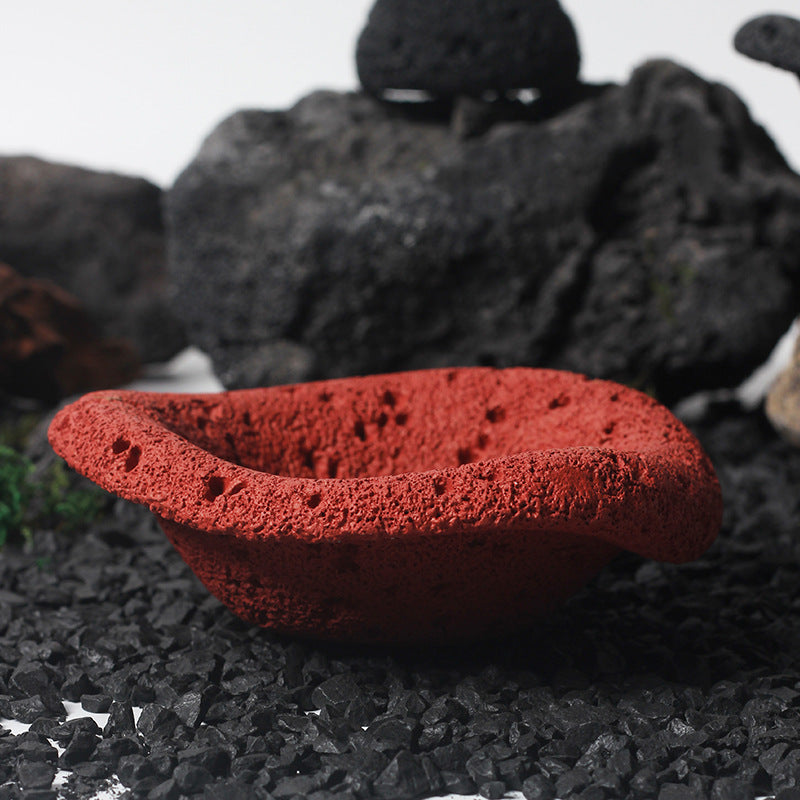 Earthy Textured Lava Stone Bowl Candle Holder for Spiritual Cleansing and Meditation