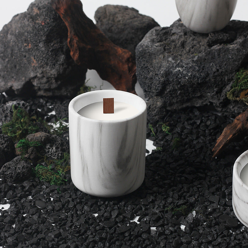 Elegant Marble Stone Candle Holder with Natural Soy Wax for Meditation and Home Decor