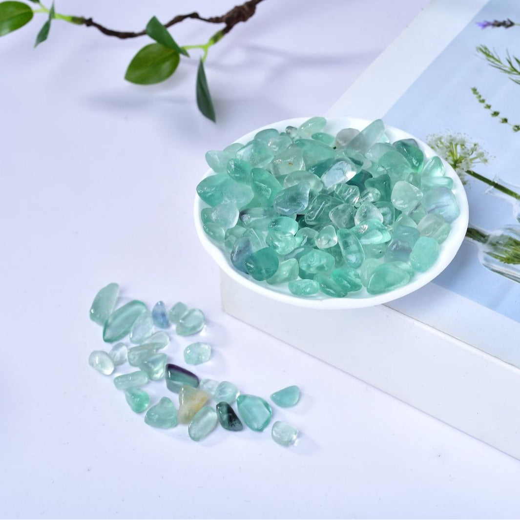 Natural Green Fluorite Tumbled Stones - Polished Healing Crystals for Focus, Clarity, and Spiritual Growth