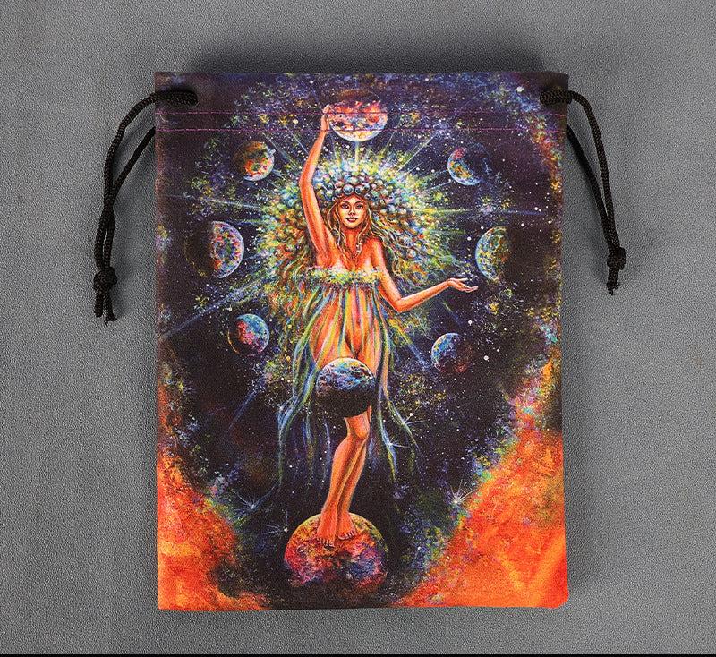 Exquisite Celestial-Themed Drawstring Pouches for Tarot Cards, Crystals, and Sacred Tools – Perfect for Spiritual Practitioners, Mystics, and Healers