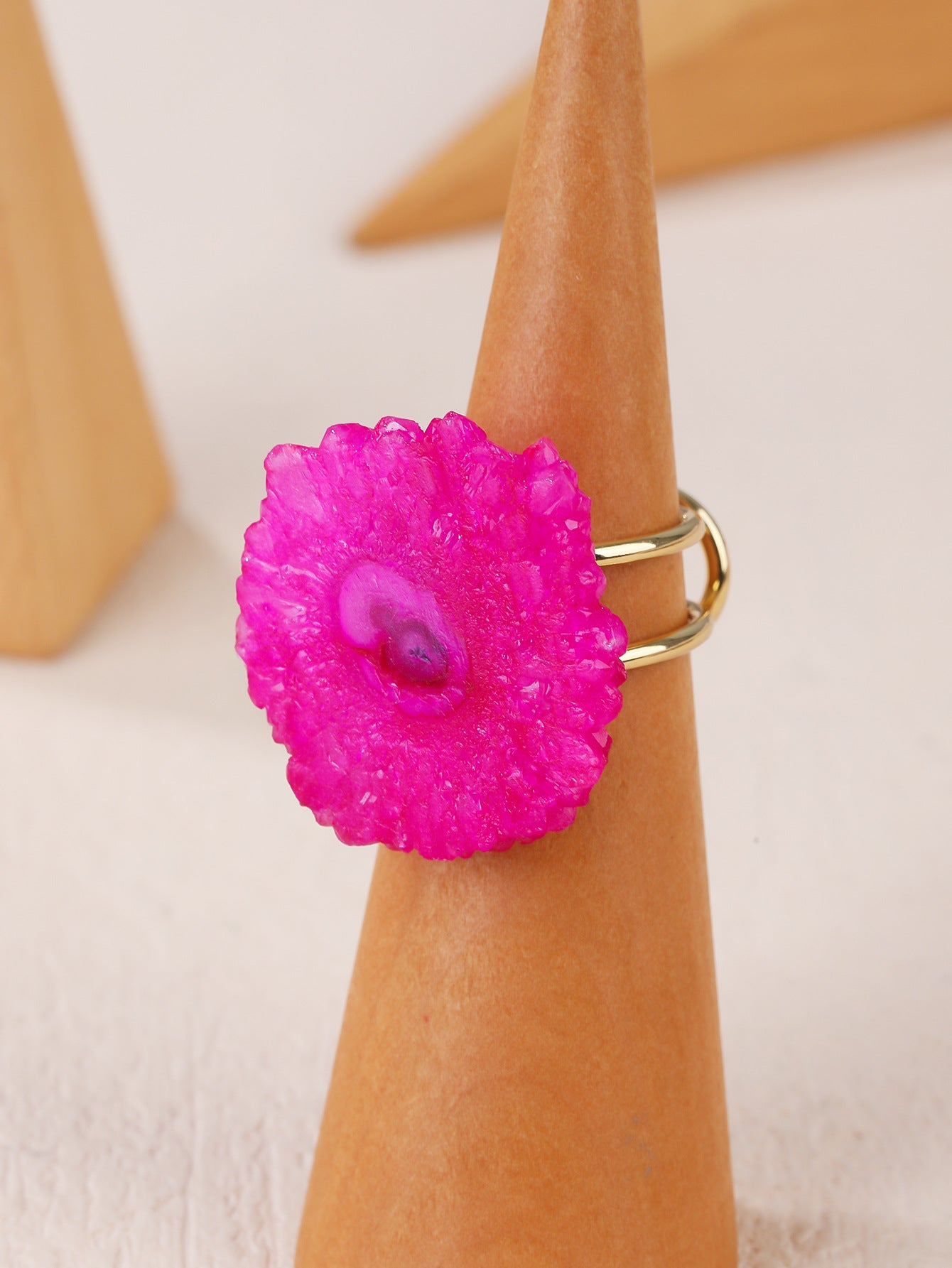 Vibrant Geode Druzy Crystal Statement Ring – Spiritual Energy Healing Gemstone Ring