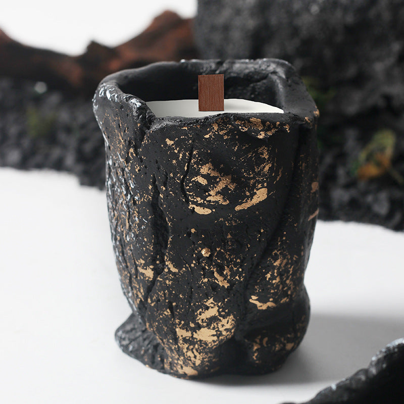 Mystical Volcano-Themed Candle Set with Gold Accents for Spiritual Energy and Meditation