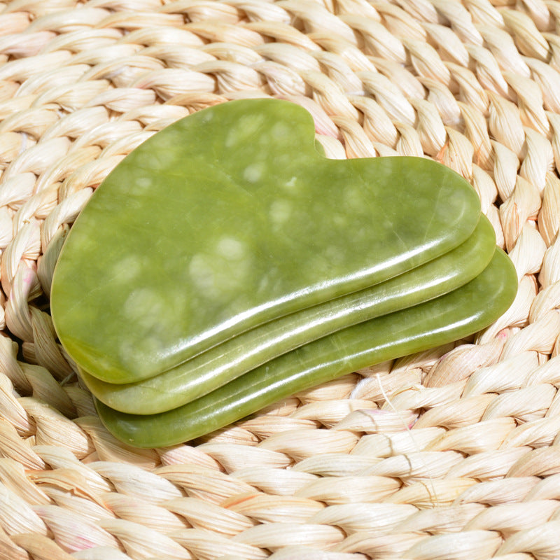 Natural Jade Gua Sha Scraping Board – Green Phoenix Jade Massage Tool for Facial and Body Beauty Therapy