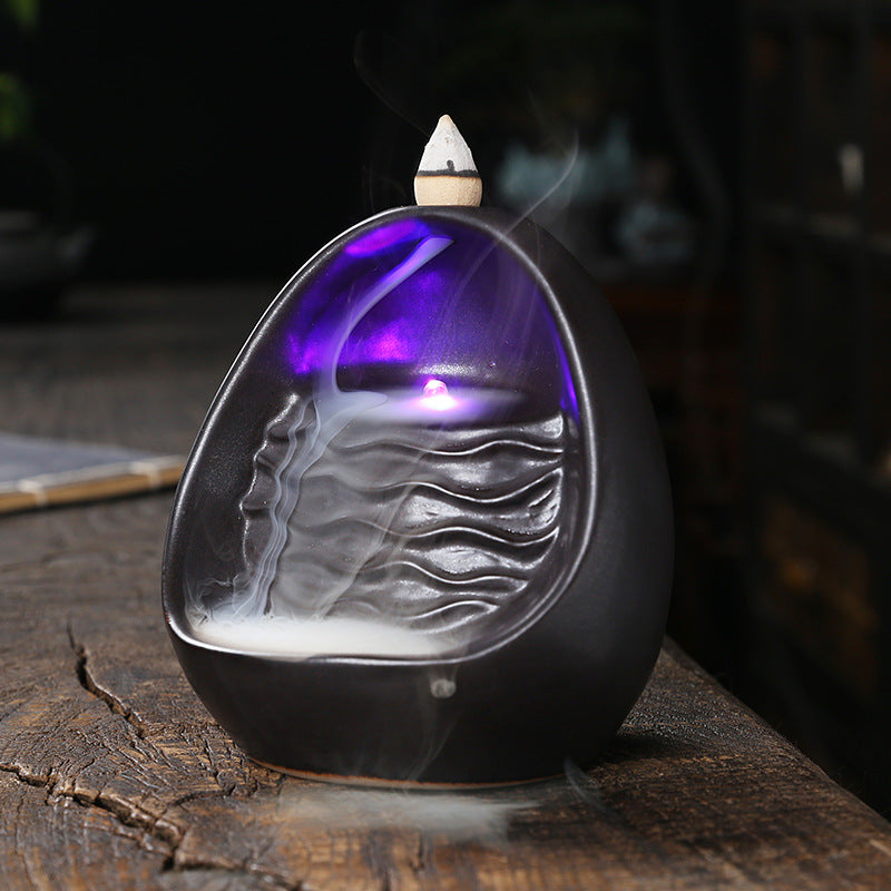 Iridescent Wave Backflow Incense Burner for Meditation, Relaxation, and Spiritual Cleansing