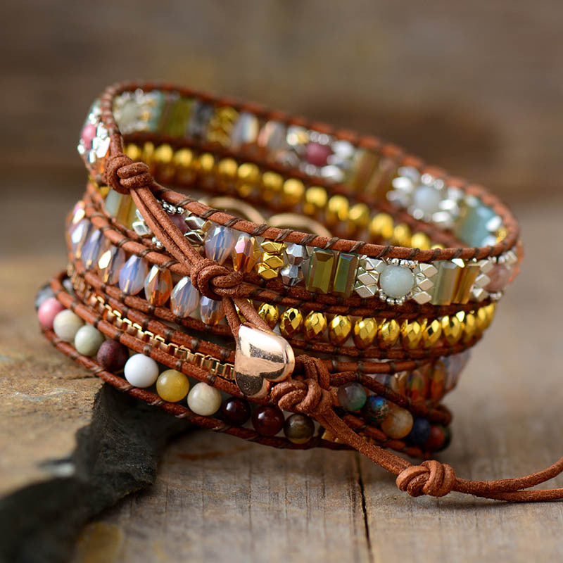 Golden Heart Harmony Wrap Bracelet