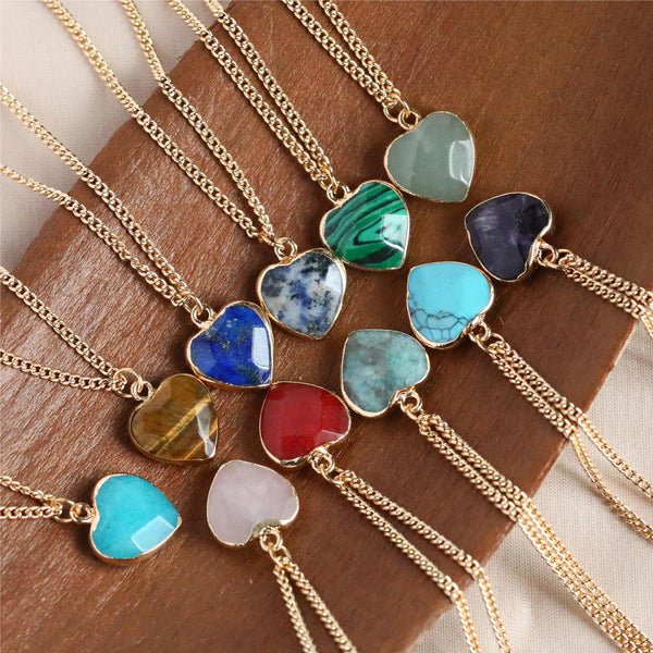 Heart-Shaped Gemstone Necklace Collection - A Fusion of Elegance and Healing Energy