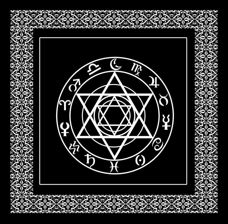 Sacred Geometric Altar Cloth for Spiritual Rituals and Energy Work - Available in Purple, Black, and Grey