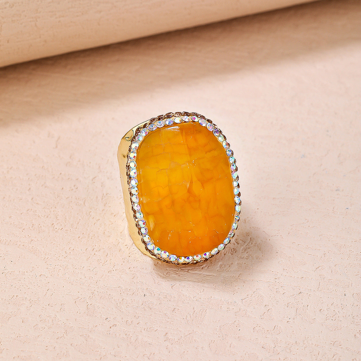 Vibrant Crystal Gemstone Statement Ring with Gold Accents for Spiritual Healing