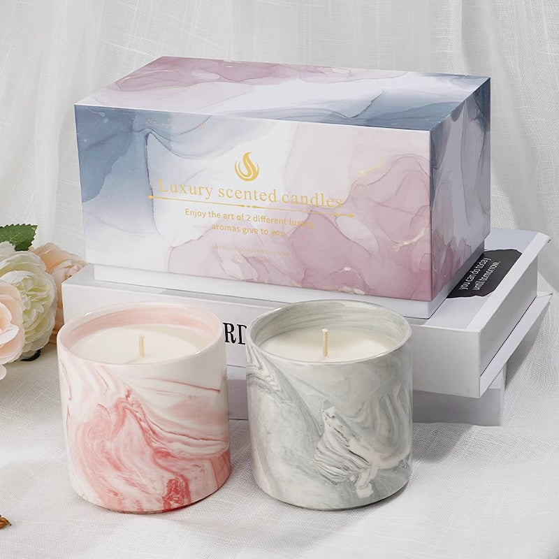 Luxury Marble Scented Candles Gift Set – Natural Soy Wax for Relaxation, Meditation, and Aromatherapy