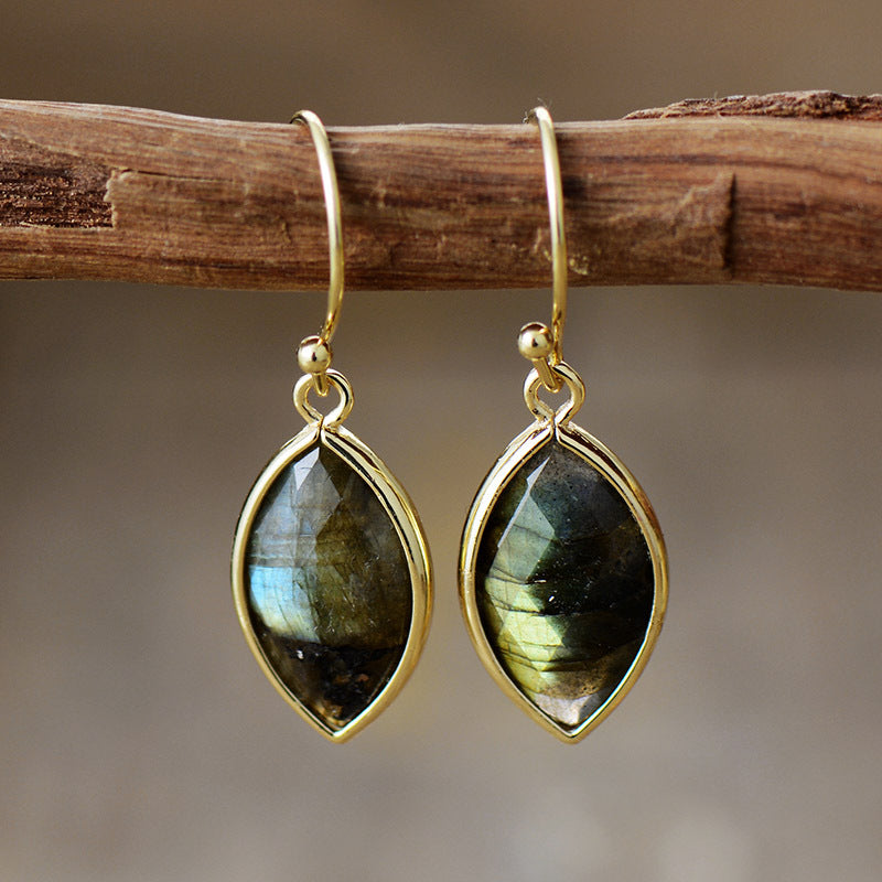 Handcrafted Amethyst, Labradorite, and Emerald Drop Earrings with Sterling Silver and Gold-Plated Hooks for Spiritual Empowerment