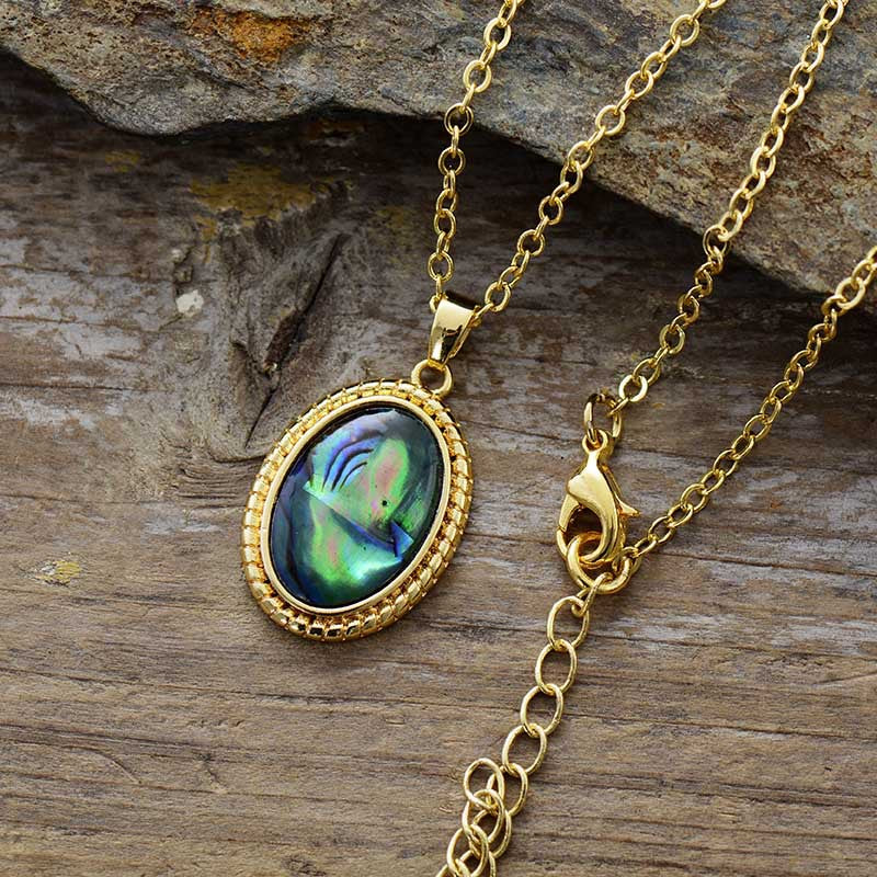 Mystical Abalone Shell Gold Necklace - Spiritual Jewelry for Inner Peace and Healing