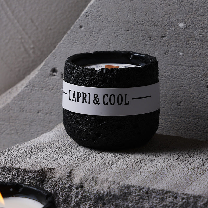 Capri & Cool Volcanic Stone Aromatherapy Candle for Spiritual Healing and Meditation