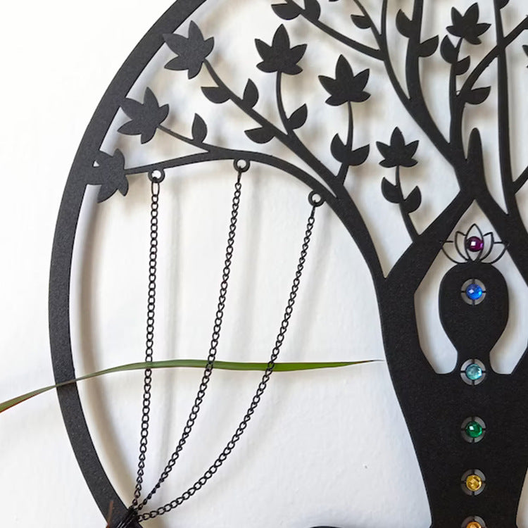 Chakra Tree of Life Wall Art – Metal Meditation Decor for Spiritual Awakening and Balance